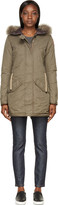 Thumbnail for your product : Parajumpers Olive Fur-Trimmed Marilyn Army Coat