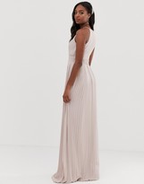 tfnc bridesmaid exclusive high neck pleated maxi dress in taupe