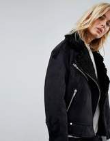Thumbnail for your product : Weekday Longline Aviator Jacket with Fleece Collar