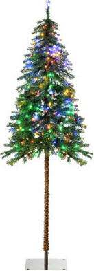 6Ft Tall Prelit Pencil Artificial Christmas Tree Holiday Décor With 442 Branches, 175 Warm White Or Colorful LED Lights, Steel Base