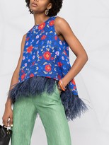 Thumbnail for your product : La DoubleJ La Scala feather-embellished top