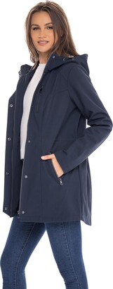 Sebby Womens Contemporary Fit Long Sleeve Rain Coat - Blue Small