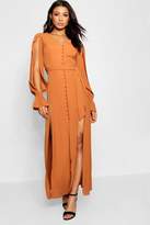 Thumbnail for your product : boohoo Amani Button Front Split Sleeve Maxi Dress