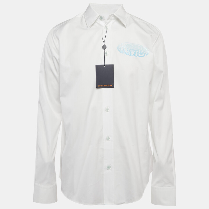Louis Vuitton White Gradient Logo Cotton Long Sleeve Shirt L