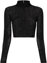 Thumbnail for your product : Adam Selman Sport Embroidered Floral Sheer Cropped Top