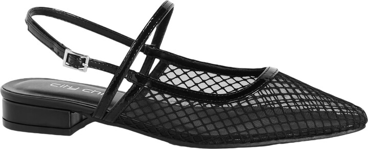 City Chic Women's Flat-Wide FIT Lily Mesh Ballet