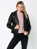Thumbnail for your product : Glamorous New Womens Studded Biker Jacket In Black Jackets Leather & PU
