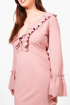 Thumbnail for your product : boohoo Plus Alexia Ruffle Lace Up Bodycon Dress