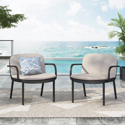 Outdoor Club Chair with Cushion(Set of 2)