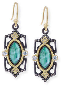 Armenta Old World Emerald Triplet Drop Earrings with Diamonds