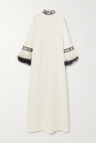 Thumbnail for your product : Andrew Gn Feather And Crystal-embellished Cady Gown - Off-white