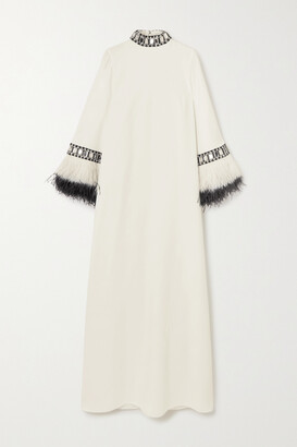 Andrew Gn Feather And Crystal-embellished Cady Gown - Off-white