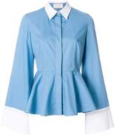 Thumbnail for your product : Sara Battaglia contrast trim peplum shirt