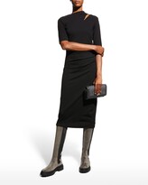 Thumbnail for your product : Brunello Cucinelli Monili-Cutout Ruched Jersey Midi Dress