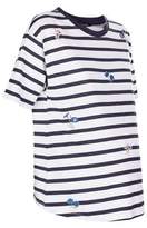 Thumbnail for your product : New Look Maternity Blue Stripe Floral Embroidered T-Shirt