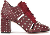 Thumbnail for your product : Red(V) Cutout Suede-trimmed Studded Textured-leather Pumps