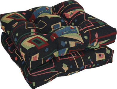 Winston Porter 19-Inch Square Tapestry Tufted Dining Chair Cushions (Set Of 2)