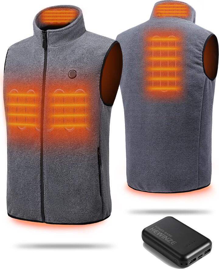 HEWINZE Fleece Heated Gilet for Men Heat Vest with Battery 5V Heated