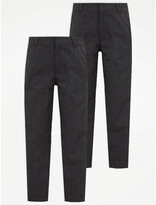 Thumbnail for your product : George Boys Black Slim Leg School Trousers 2 Pack