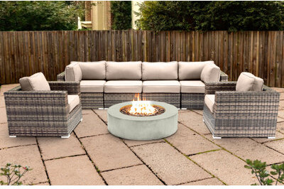 Latitude Run Lsi Fully assembled 6 Person Seating Group With Firepit And Sunbrella Cushions
