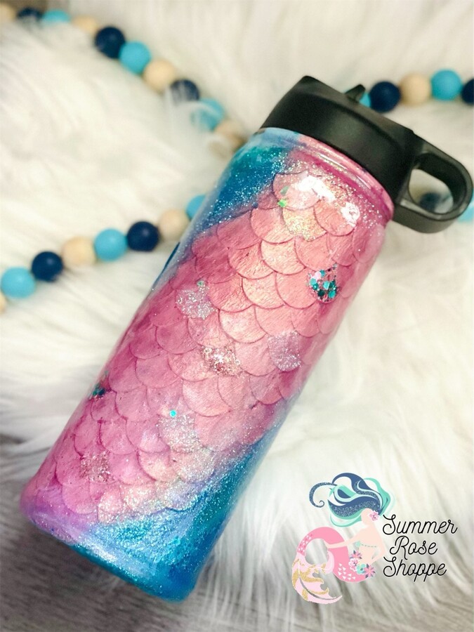 Mermaid Scale 3D Galaxy Ocean Glitter Hydro Tumbler - Stainless Steel Milky Way Personalized Mermaids Dragon Scales