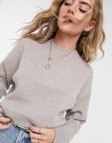 Thumbnail for your product : Bershka knitted jumper in beige marl