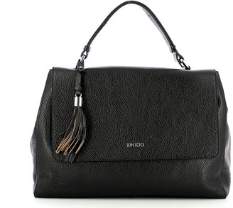 Iuntoo Black Leather Armonia Convertible Top Handle Bag