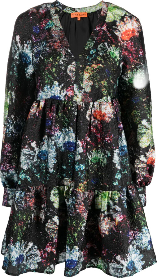 Stine Goya Jasmine Glitter Bloom-print minidress