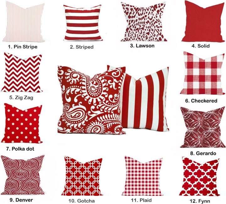 Etsy Choose Any Red Pillow Cover, Cushion, Decorative Throw Pillow, Accent Case, Paisley Pillow