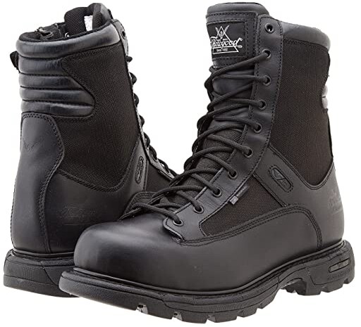 black work boots with side zipper