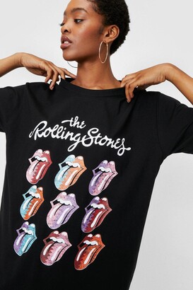 Nasty Gal Womens The Rolling Stones Graphic Band Tee Dress - Black - 6