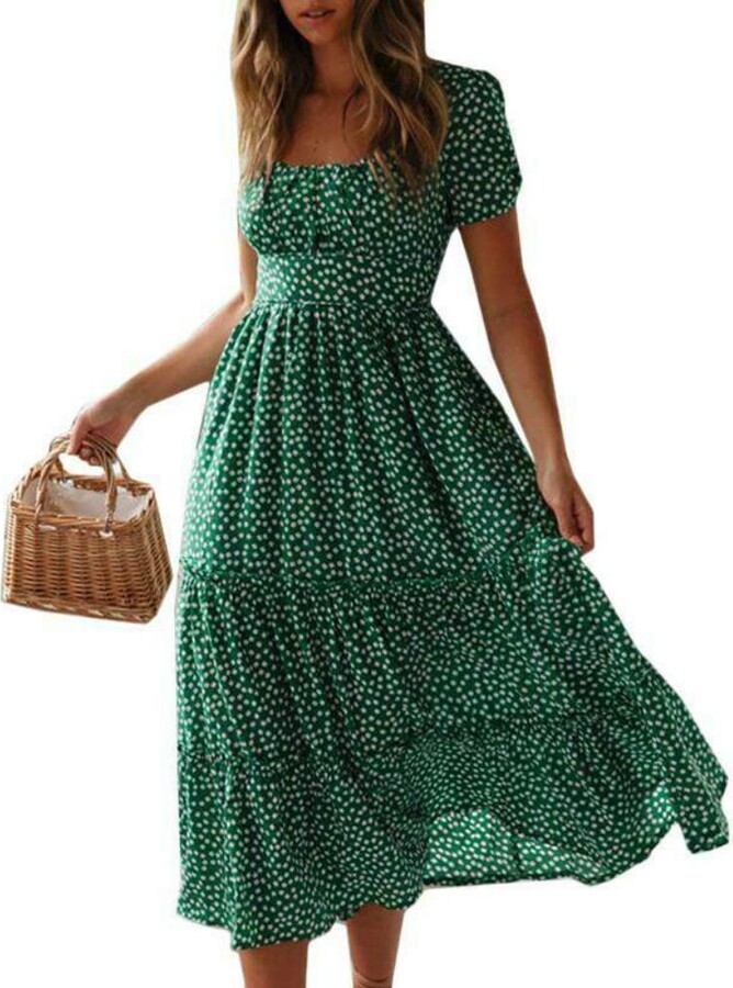 Green summer maxi dress Clearance