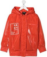 Thumbnail for your product : DKNY Logo Print Mesh Zipped Jacket