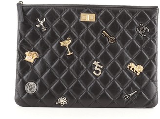 Chanel Lucky Charms Reissue 2.55 O Case Clutch Quilted Aged Calfskin Medium
