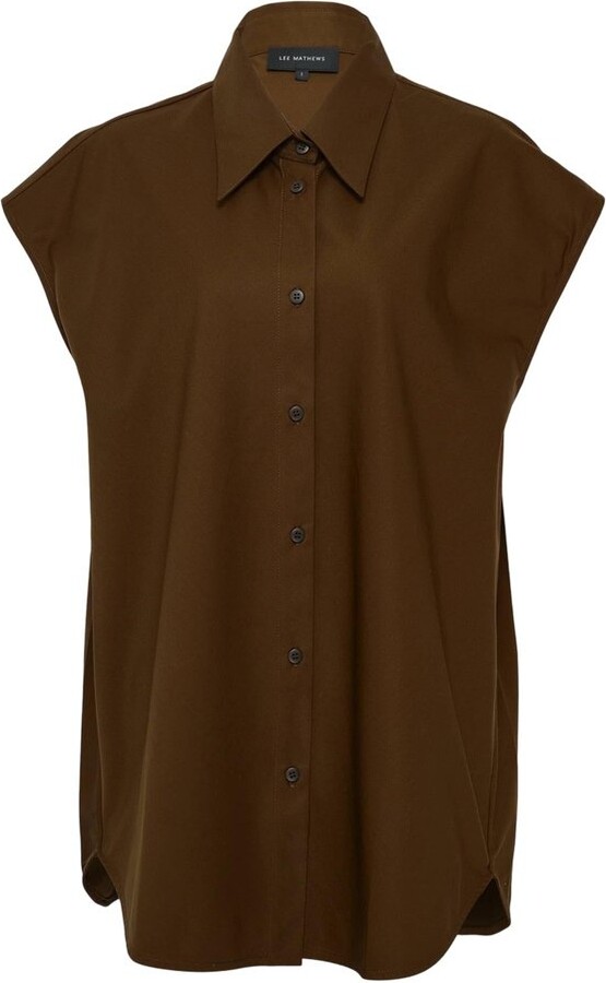 Lee Mathews Spencer Curved Hem Sleeveless Shirt