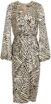 Thumbnail for your product : Jay Godfrey Wrap-effect Pleated Printed Stretch-satin Dress