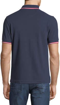 Bally Striped Cotton Pique Polo Shirt, Navy