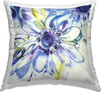 Blue Modern Flower Blooms Printed Throw Pillow Design By Liz Jardine