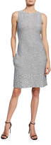 Thumbnail for your product : St. John Sleeveless Crepe Tweed Knit Trim Dress