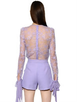 Thumbnail for your product : Elie Saab Ruffled Lace Top With Flowers