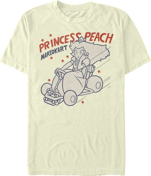 Nintendo Men'sNintendoDriverPrincessPeachT-Shirt-Beige-Small