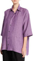 Thumbnail for your product : eskandar Melange Linen Button-Front Shirt