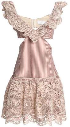 Zimmermann Cutout Striped Broderie Anglaise Cotton Mini Dress