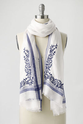 Lands' End Women's Embroidered Border Scarf
