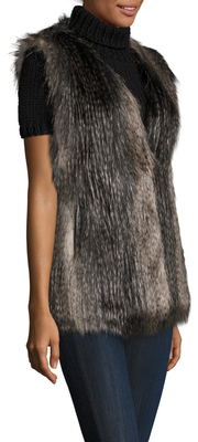 Via Spiga Faux Feathered Collarless Vest