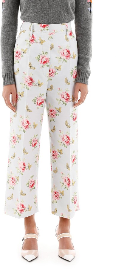 high waisted floral trousers