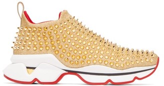 gold louboutin trainers