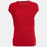 Red Knit Sleeveless Top L 