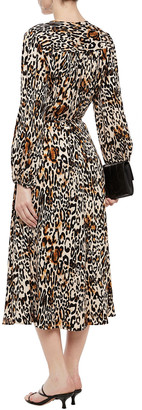 Milly Gathered Leopard-jacquard Midi Wrap Dress