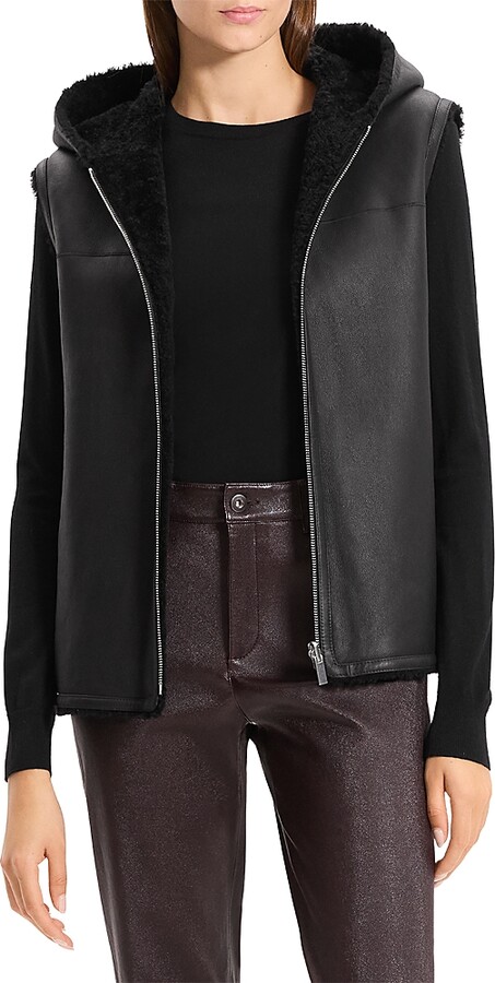 Theory Hooded Shearling Vest